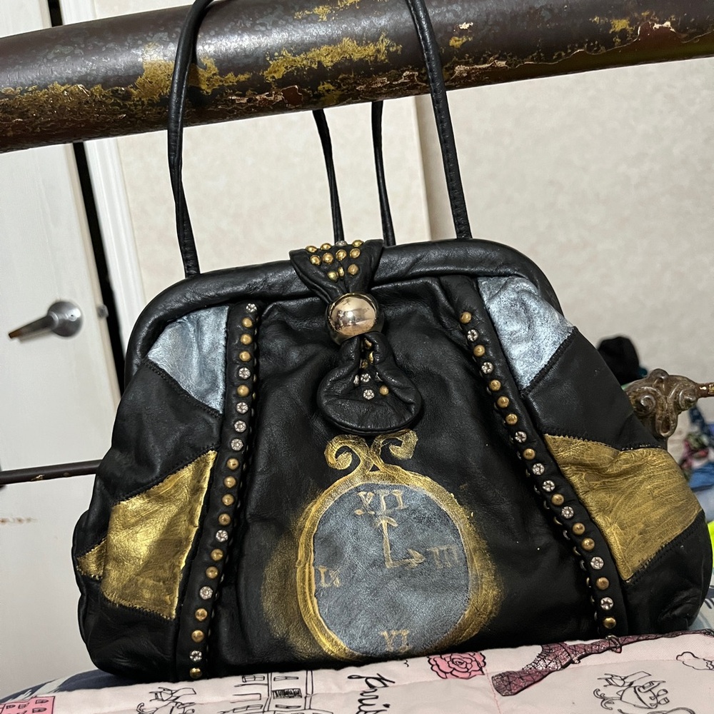 Metallic hand painted purse